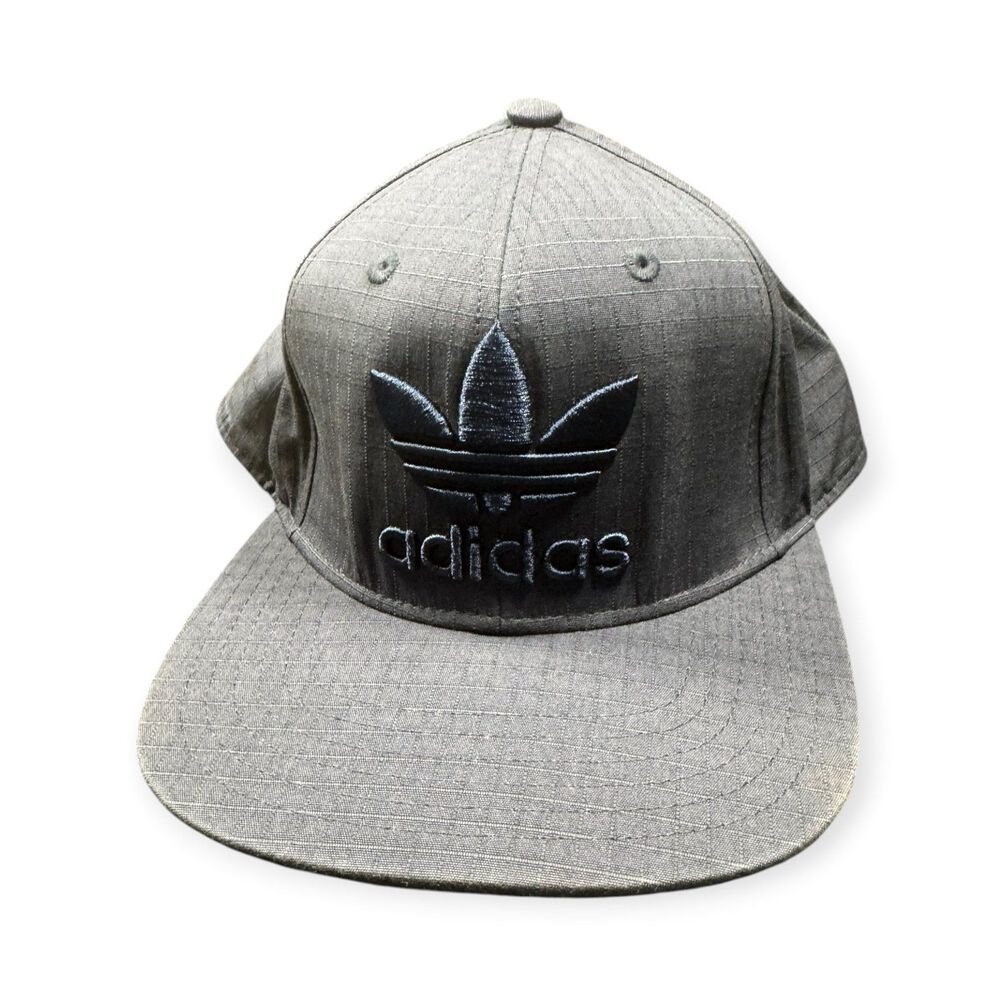 Adidas Trefoil Hat Black on Black Snapback Baseball Cap Retro Adjustable